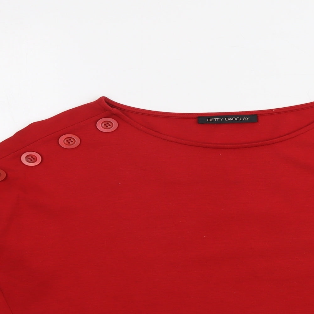 Betty Barclay Womens Red Viscose Basic T-Shirt Size 10 Round Neck