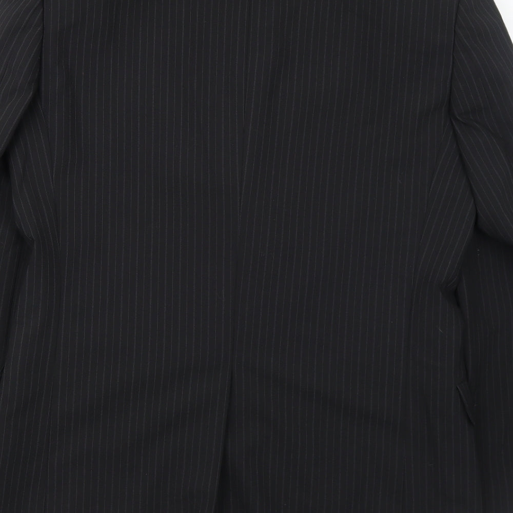 Marks and Spencer Mens Black Striped Polyester Jacket Suit Jacket Size 38 Regular