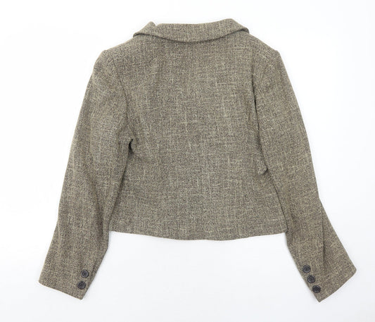 Lakeland Womens Brown Geometric Jacket Blazer Size 12 Button