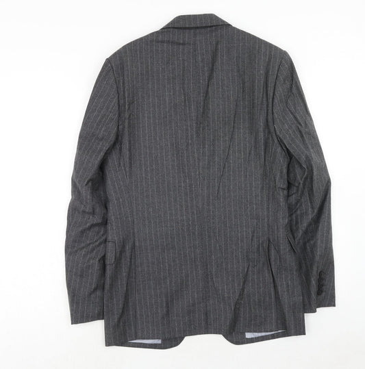 Marks and Spencer Mens Grey Striped Wool Jacket Suit Jacket Size 36 Regular