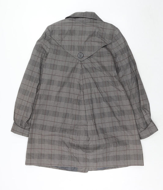 H&M Womens Grey Geometric Trench Coat Coat Size 8 Button