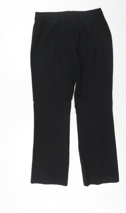 Marks and Spencer Womens Black Polyester Trousers Size 14 Regular Hook & Eye