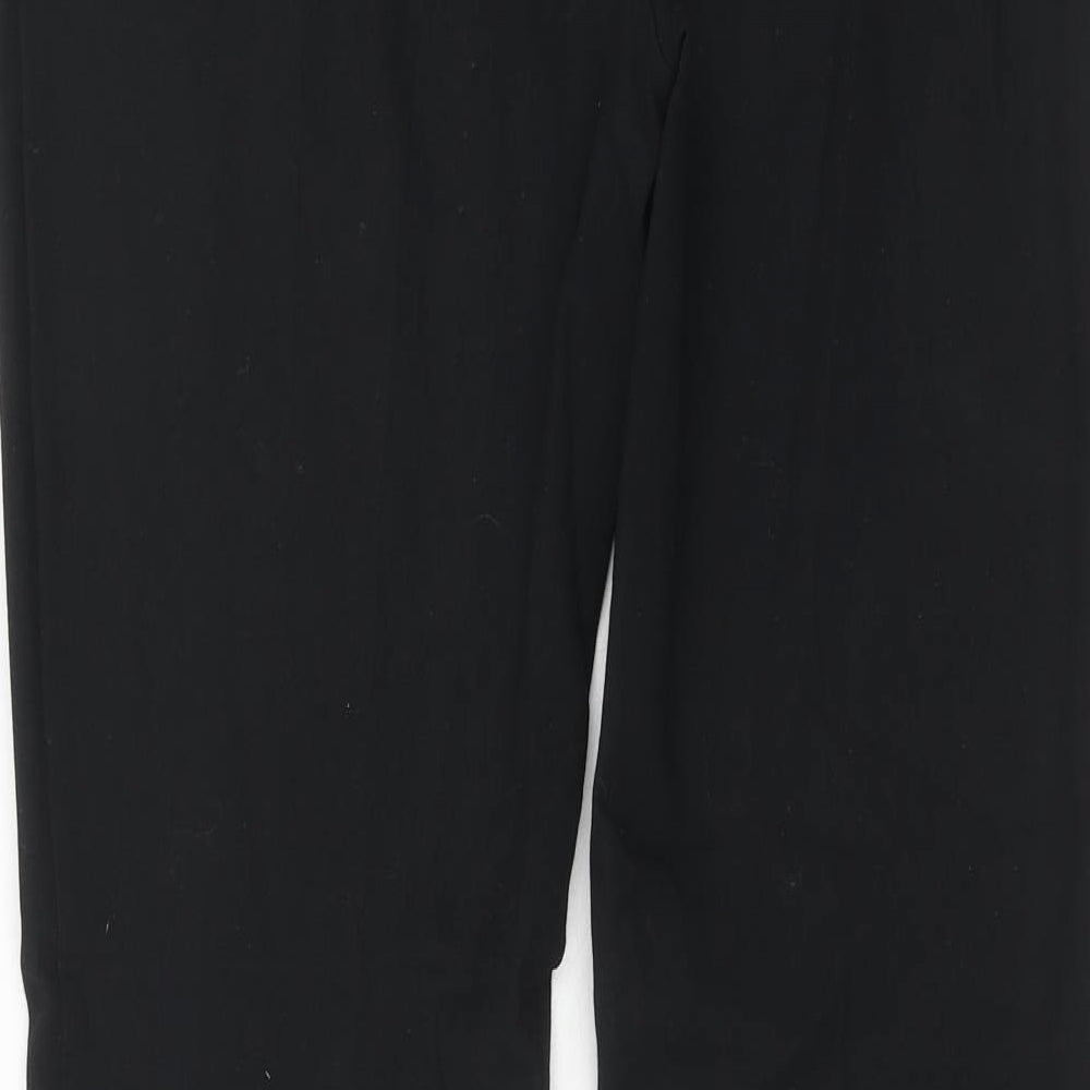 Marks and Spencer Womens Black Polyester Trousers Size 14 Regular Hook & Eye