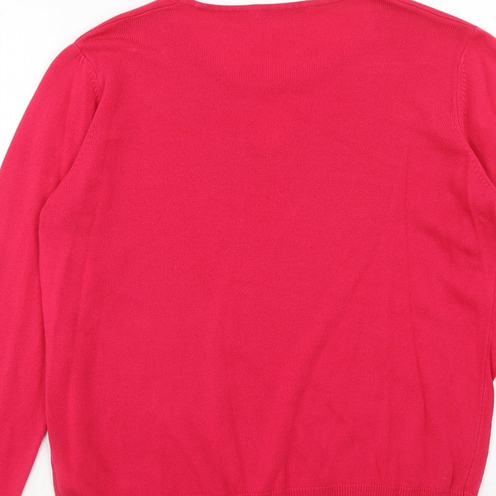 Marks and Spencer Womens Pink Round Neck Acrylic Pullover Jumper Size 14