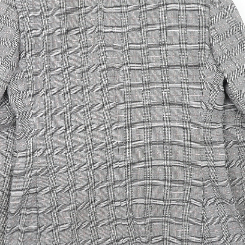 Marks and Spencer Mens Grey Plaid Polyester Jacket Suit Jacket Size 36 Regular