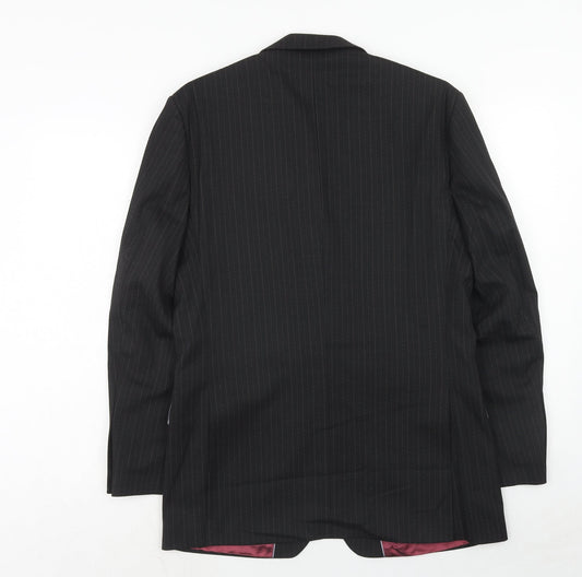 Burton Mens Black Striped Polyester Jacket Suit Jacket Size 38 Regular