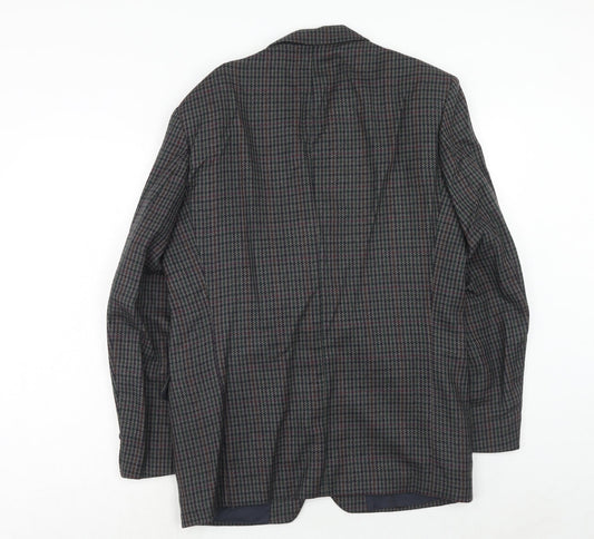 St.Michael Mens Grey Geometric Wool Jacket Blazer Size 38 Regular