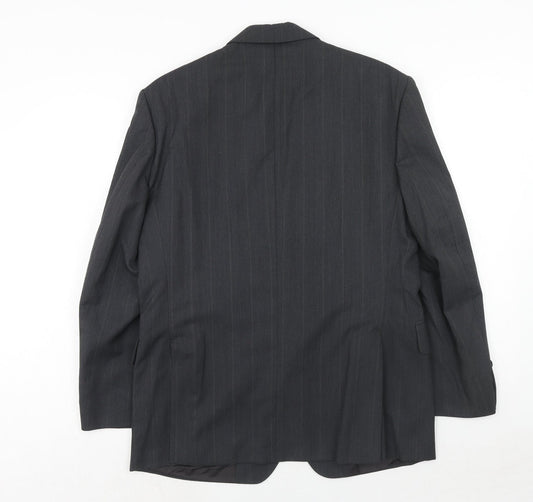 Time & Co Mens Grey Striped Polyester Jacket Suit Jacket Size 40 Regular