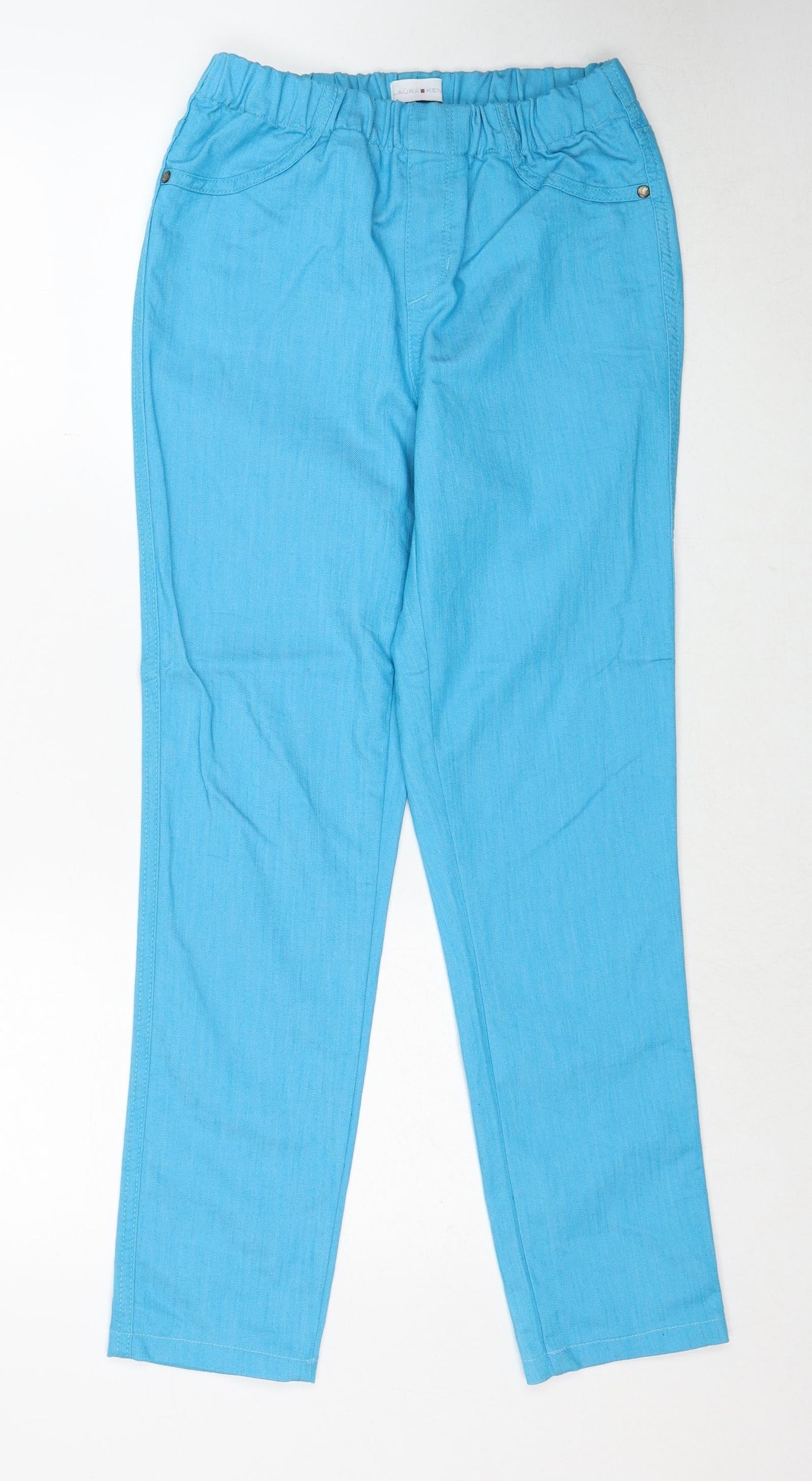 Laura Ken Womens Blue Cotton Straight Jeans Size 10 Regular
