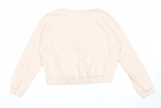 H&M Girls Pink Cotton Pullover Sweatshirt Size 11-12 Years Pullover - Happy Future Make Your Own Magic