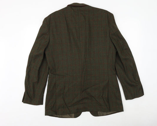 SCOTT Mens Green Check Wool Jacket Blazer Size 38 Regular