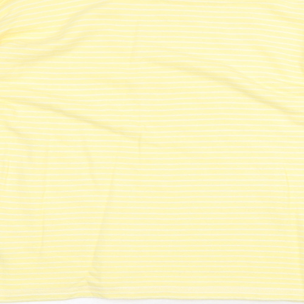 Marks and Spencer Womens Yellow Round Neck Striped Cotton Pullover Jumper Size 12