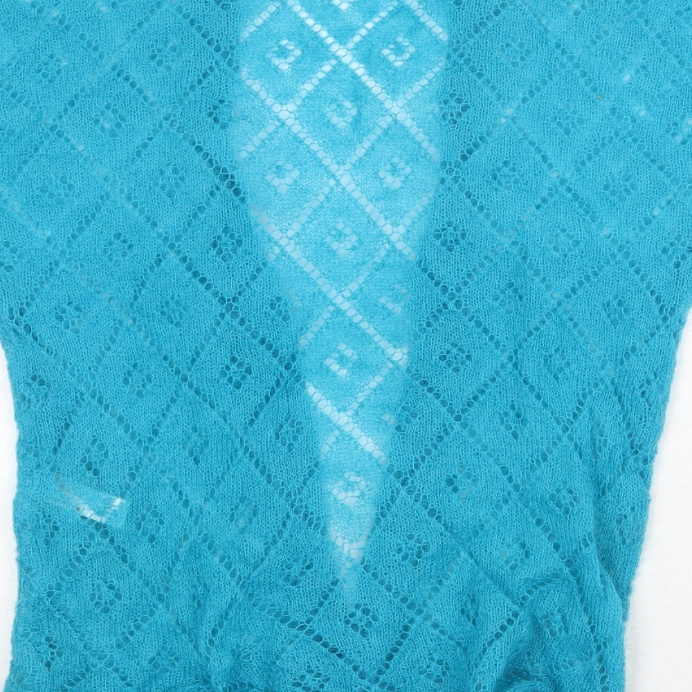 Debenhams Womens Blue V-Neck Wool Cardigan Jumper Size 12