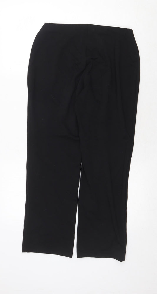 Marks and Spencer Womens Black Polyester Trousers Size 10 Regular Zip