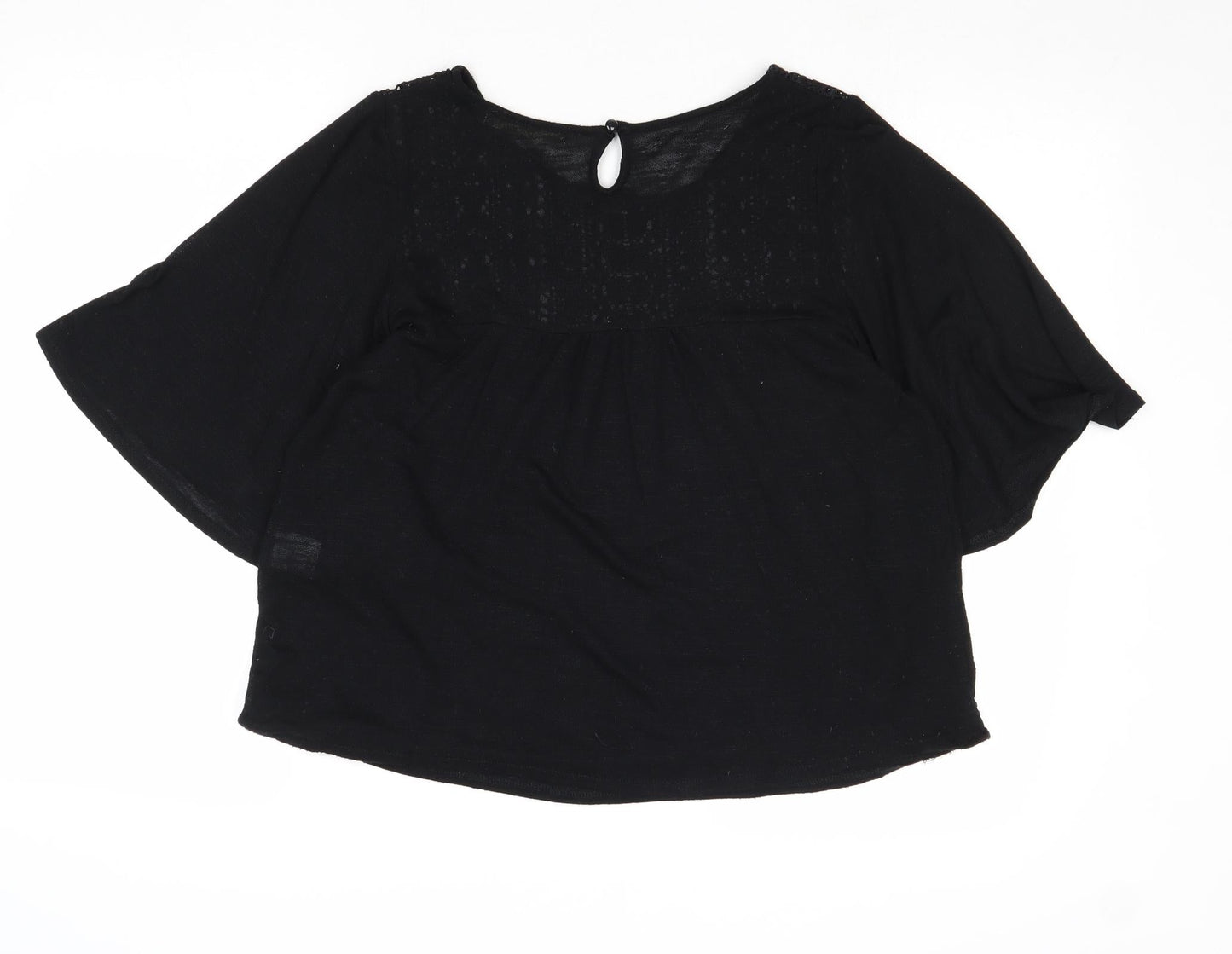 Surles Nuaghes Womens Black Polyester Basic Blouse Size M Round Neck