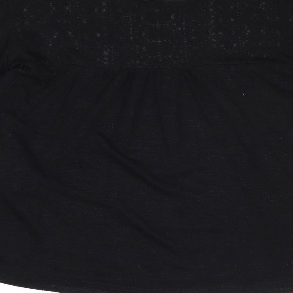 Surles Nuaghes Womens Black Polyester Basic Blouse Size M Round Neck