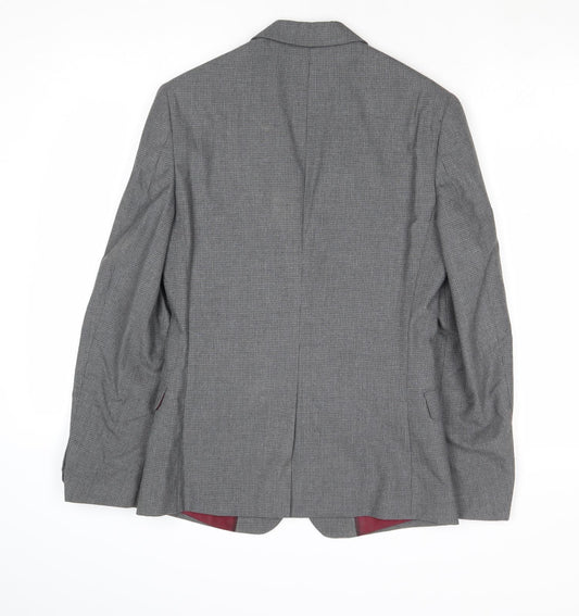 Marks and Spencer Mens Grey Check Polyester Jacket Suit Jacket Size 34 Regular