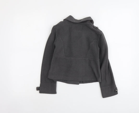 NEXT Girls Grey Military Jacket Jacket Size 9 Years Button