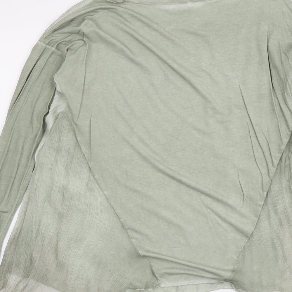Suzy D Womens Green Polyester Basic Blouse Size S Round Neck