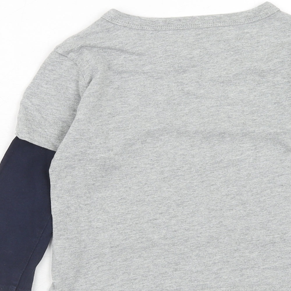 Gap Boys Grey Cotton Basic Casual Size 3 Years Round Neck Pullover - Dinosaur