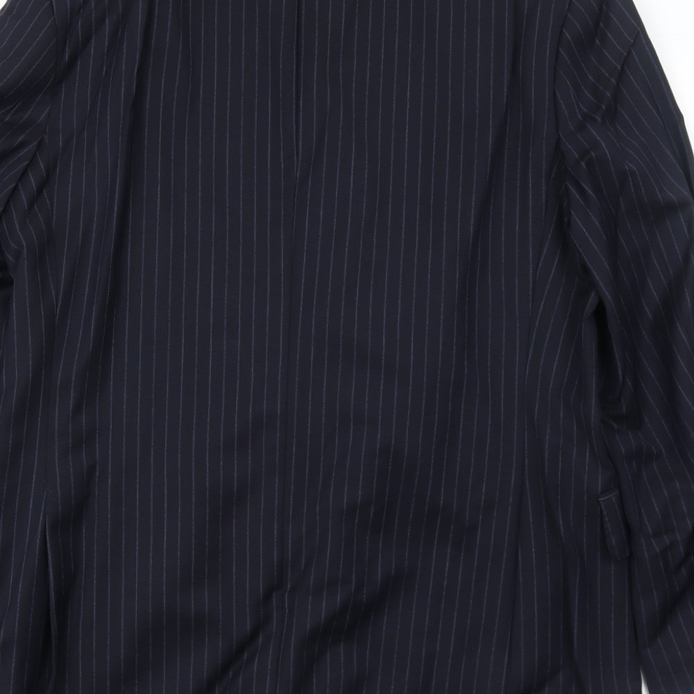 Marks and Spencer Mens Blue Striped Wool Jacket Suit Jacket Size 40 Regular