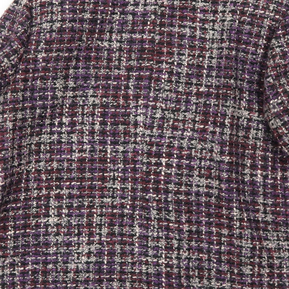 Damart Womens Purple Geometric Jacket Blazer Size 14 Button