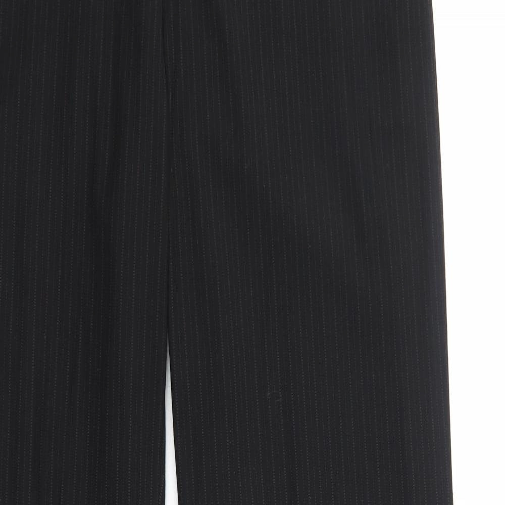 Boss Womens Black Striped Cotton Dress Pants Trousers Size 14 Regular Zip