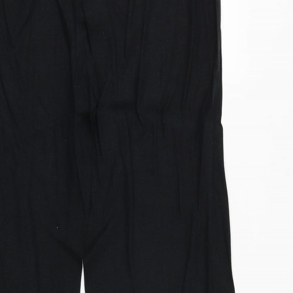 Marks and Spencer Womens Black Polyester Trousers Size 40 in Regular Zip