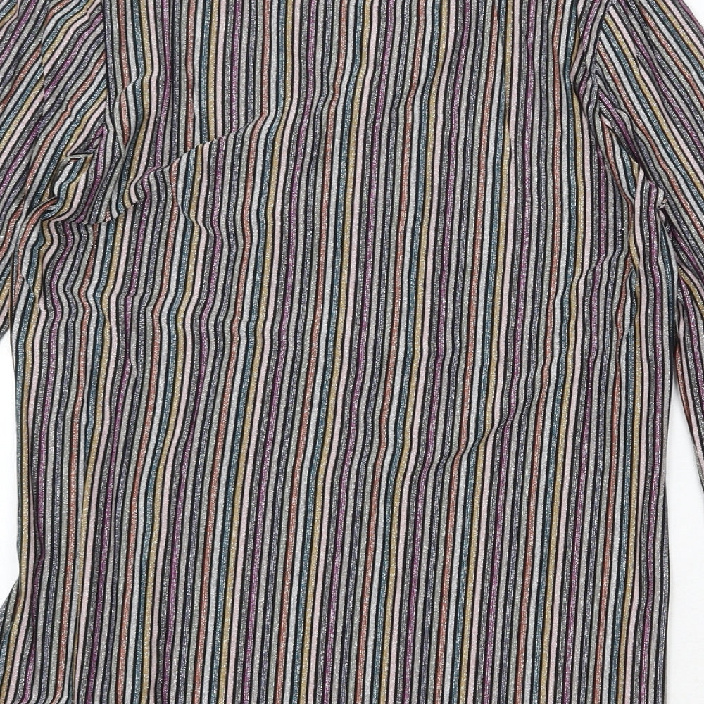 BASSINI Womens Multicoloured Striped Viscose Basic Blouse Size M V-Neck - Size M-L