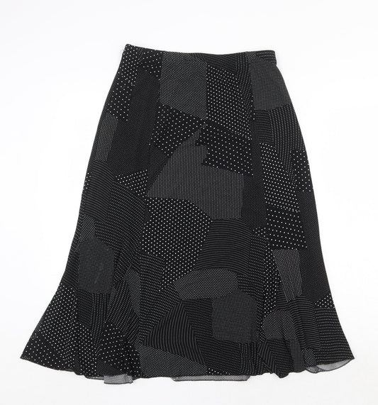 Sonic Womens Black Geometric Polyester Swing Skirt Size 12