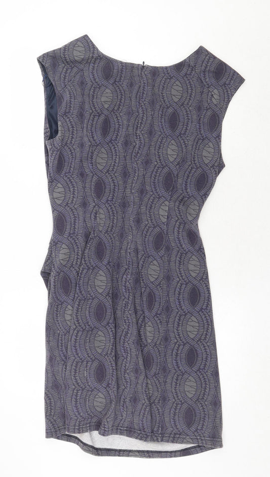 Kaffe Womens Grey Geometric Polyester A-Line Size XL V-Neck Zip