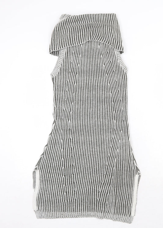 Urban Bliss Womens Grey Striped Acrylic A-Line Size 8 Roll Neck Pullover