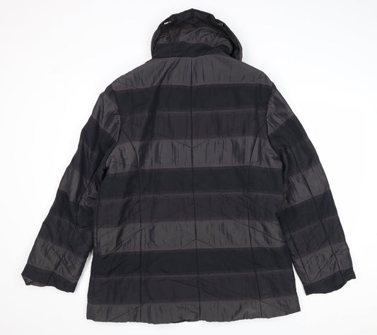 Frandsen Womens Black Striped Jacket Size 12 Zip