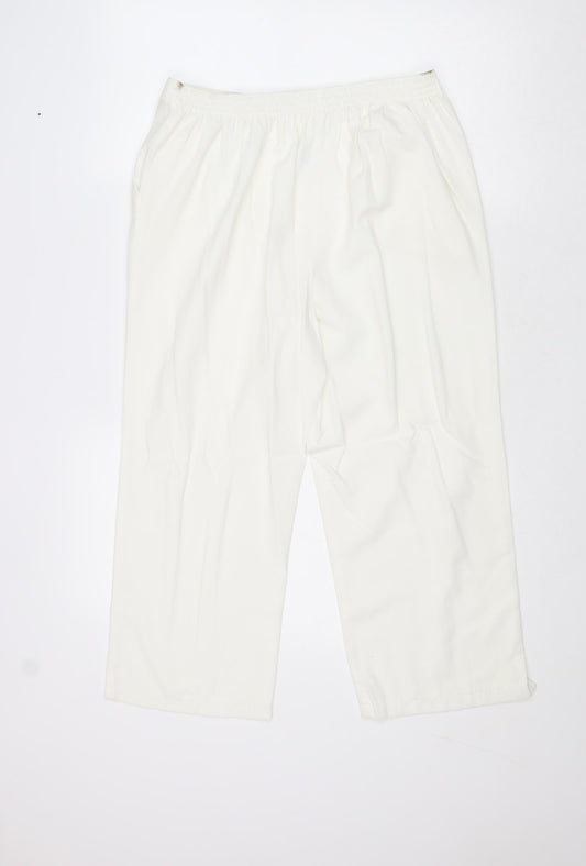 Agenda Womens White Polyester Trousers Size 14 Regular