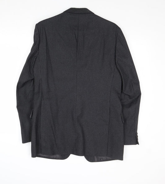 Cooper Mckenzie Mens Grey Striped Wool Jacket Suit Jacket Size 36 Regular