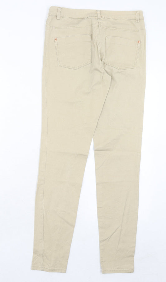 H&M Womens Beige Cotton Skinny Jeans Size 8 Regular Zip