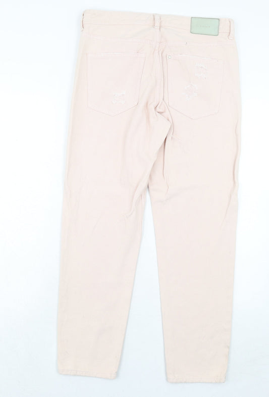 H&M Womens Pink Cotton Straight Jeans Size 29 in Regular Button
