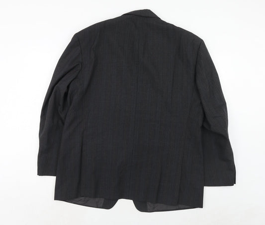 Marks and Spencer Mens Grey Striped Polyester Jacket Suit Jacket Size 44 Regular