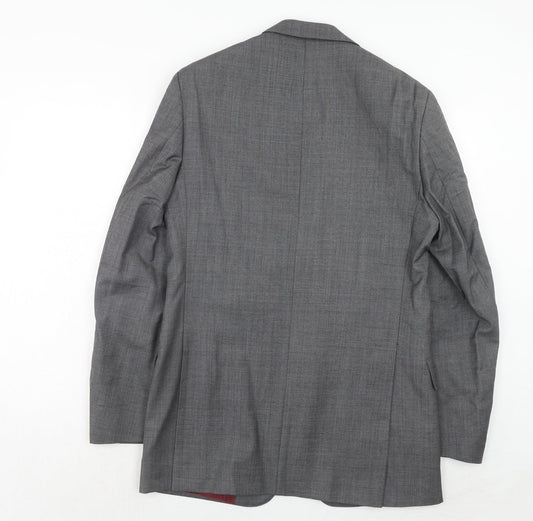 Marks and Spencer Mens Grey Herringbone Wool Jacket Suit Jacket Size 38 Regular