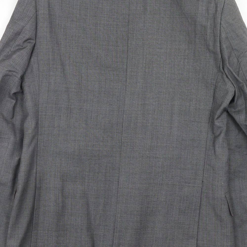 Marks and Spencer Mens Grey Herringbone Wool Jacket Suit Jacket Size 38 Regular