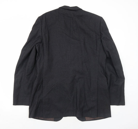 Cunninghams Mens Black Striped Wool Jacket Suit Jacket Size 42 Regular