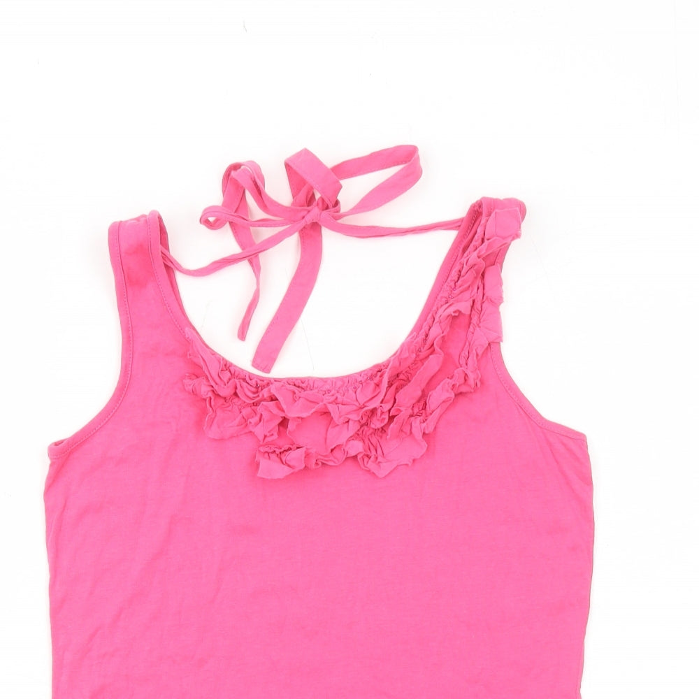 Lakeland Womens Pink Cotton Basic Tank Size 10 Round Neck