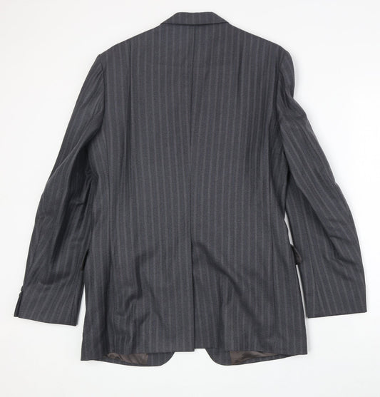 Dunn & Co Mens Grey Striped Wool Jacket Suit Jacket Size 38 Regular