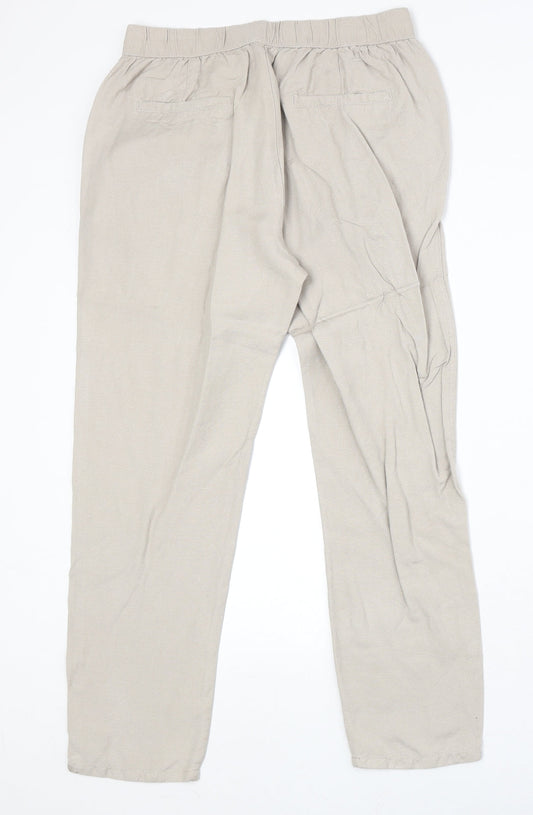 Encuentro Womens Beige Linen Chino Trousers Size 14 Regular