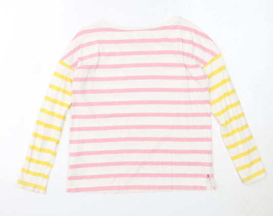 Gap Girls Multicoloured Striped Cotton Basic T-Shirt Size L Boat Neck Pullover - Ice Cream