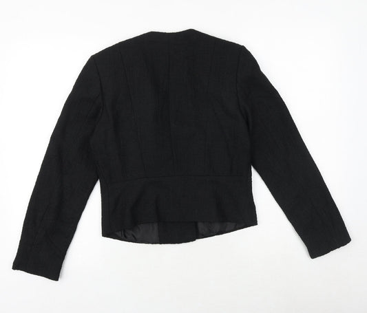 H&M Womens Black Biker Jacket Size 6 Zip