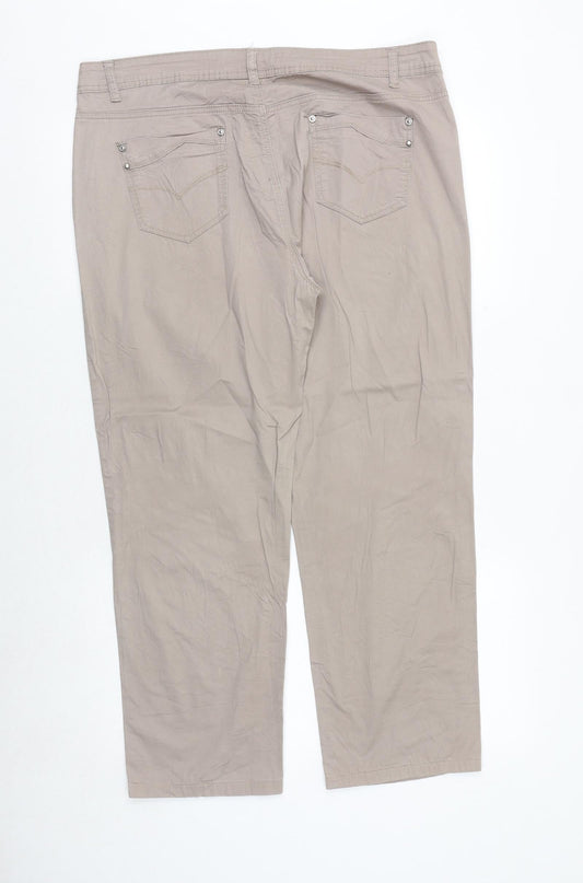 Miss joanna Womens Beige Cotton Trousers Size 38 in Regular Zip