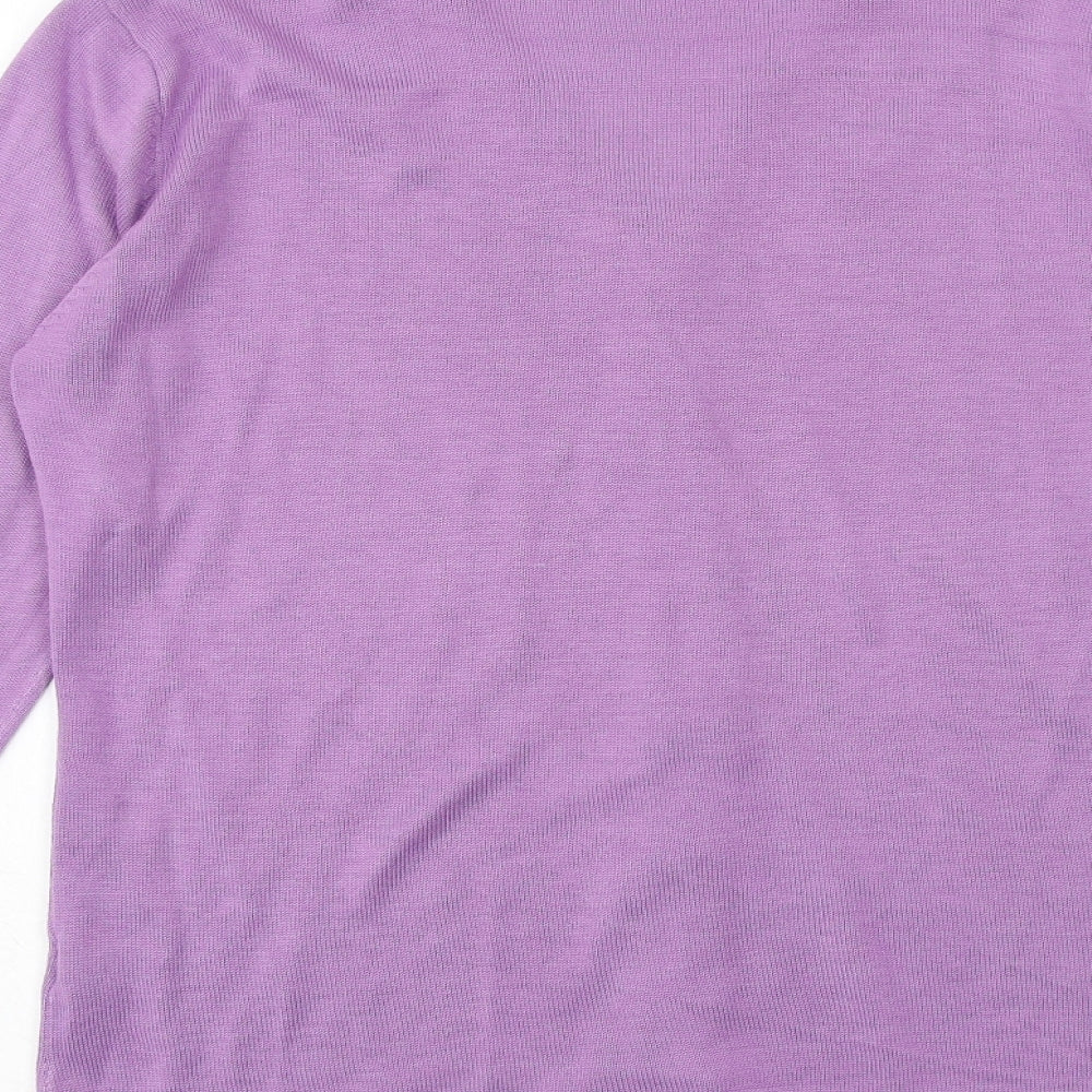Bonmarché Womens Purple V-Neck Acrylic Cardigan Jumper Size S