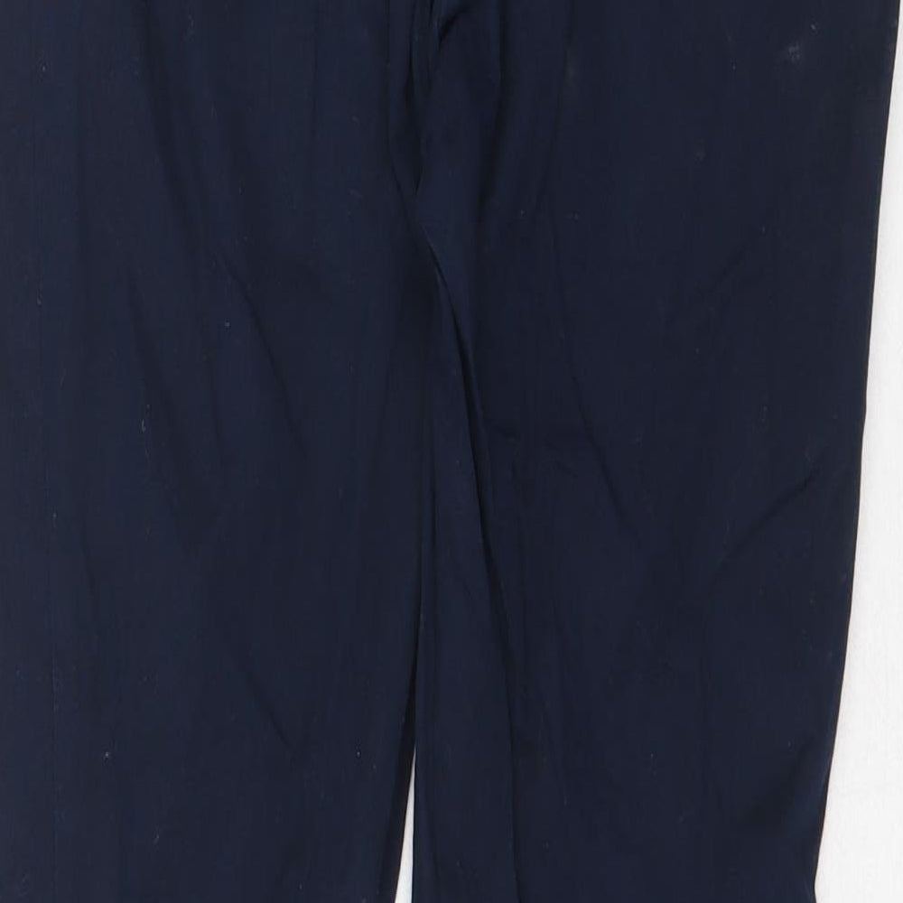 Zara Womens Blue Cotton Trousers Size 6 Regular Zip