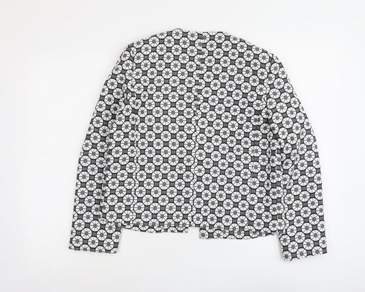 Missguided Womens Grey Geometric Polyester Jacket Blazer Size 10